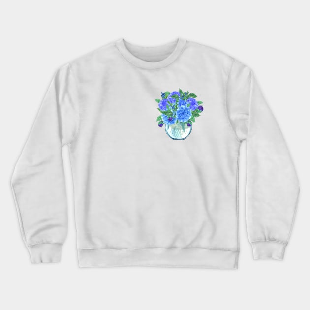 Blue Dahlia Flowers Crewneck Sweatshirt by gronly